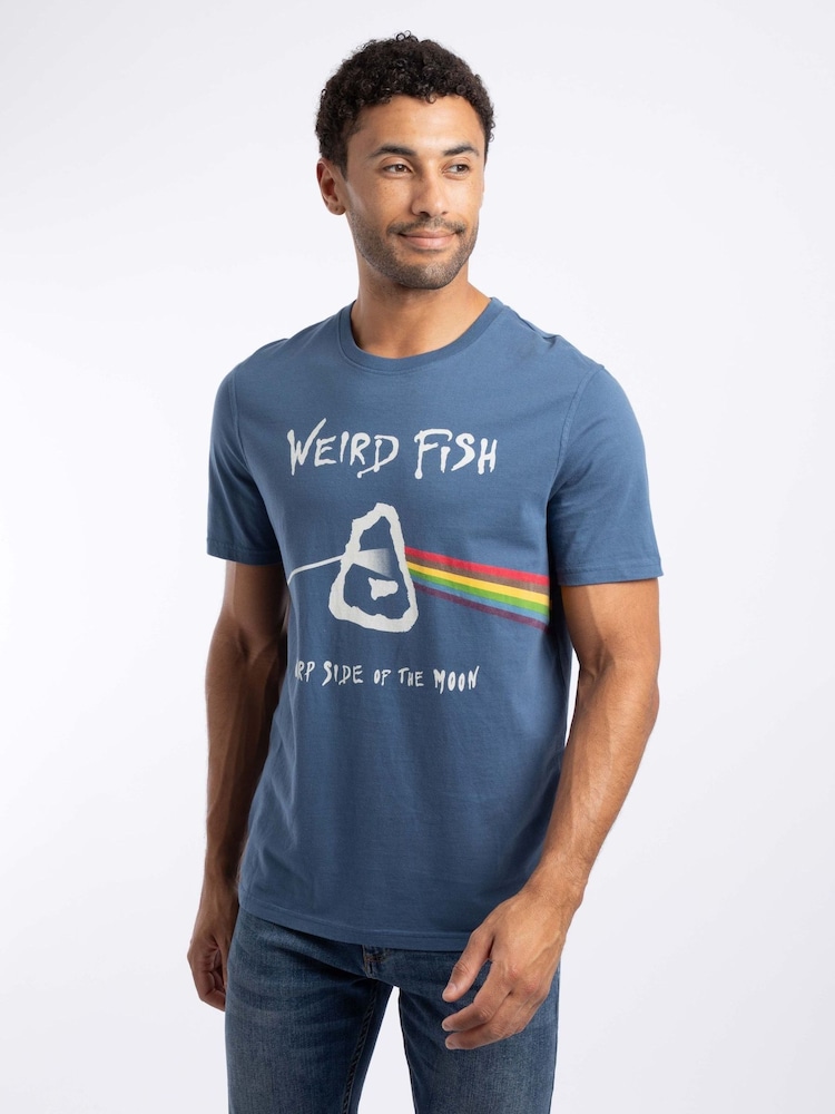 Zils - Weird Fish T-krekls ar karpu apdruku priekšpusē - Attēls 1 no 5