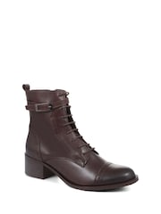 Jones Bootmaker Chocolate Madie Heeled Leather Ankle Boots - Image 2 of 5