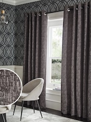 Grey Mid Heavyweight Chenille Eyelet Lined Curtains - Image 1 of 8