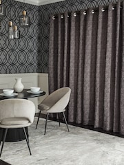 Grey Mid Heavyweight Chenille Eyelet Lined Curtains - Image 2 of 8