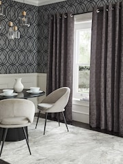 Grey Mid Heavyweight Chenille Eyelet Lined Curtains - Image 3 of 8