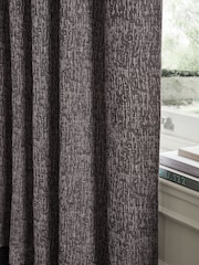 Grey Mid Heavyweight Chenille Eyelet Lined Curtains - Image 6 of 8