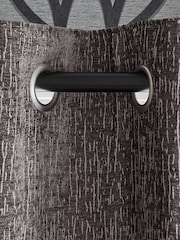 Grey Mid Heavyweight Chenille Eyelet Lined Curtains - Image 7 of 8