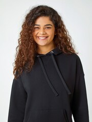 Roman Black Plain Longline Drawstring Hoodie - Image 4 of 5