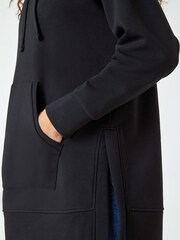 Roman Black Plain Longline Drawstring Hoodie - Image 5 of 5