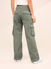 Khaki Green 100% Cotton Adjustable Waist Cargo Trousers - Image 4 of 7