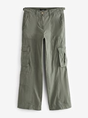 Khaki Green 100% Cotton Adjustable Waist Cargo Trousers - Image 6 of 7
