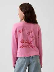 Gap Pink Oversized Graphic Long Sleeve T-Shirt (4-13yrs) - Image 2 of 5