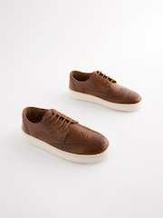 Marrón tostado - Zapatos Oxford de cuero con cordones - Imagen 1 de 5