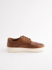 Marrón tostado - Zapatos Oxford de cuero con cordones - Imagen 2 de 5