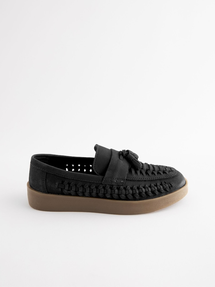 Schwarz - Loafer aus geflochtenem Leder mit Quasten - Bild 2 von 5 Schwarz - Loafer aus geflochtenem Leder mit Quasten - Bild 2 von 5