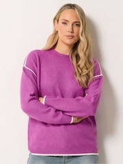 Long Tall Sally Pink Tipped Detail Knitted Jumper - Image 1 of 6