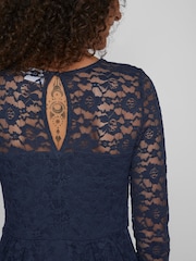 VILA Blue Long Sleeve Lace Dress - Image 4 of 5