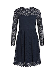 VILA Blue Long Sleeve Lace Dress - Image 5 of 5