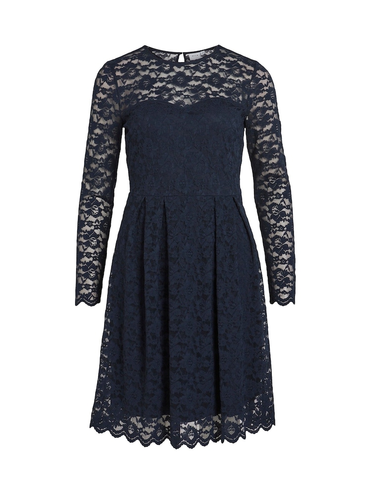 VILA Blue Long Sleeve Lace Dress - Image 5 of 5