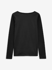 Black Long Sleeve Crew Neck 100% Cotton T-Shirt - Image 1 of 4