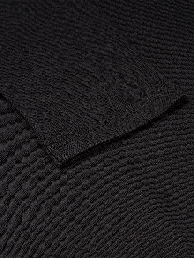 Black Long Sleeve Crew Neck 100% Cotton T-Shirt - Image 4 of 4
