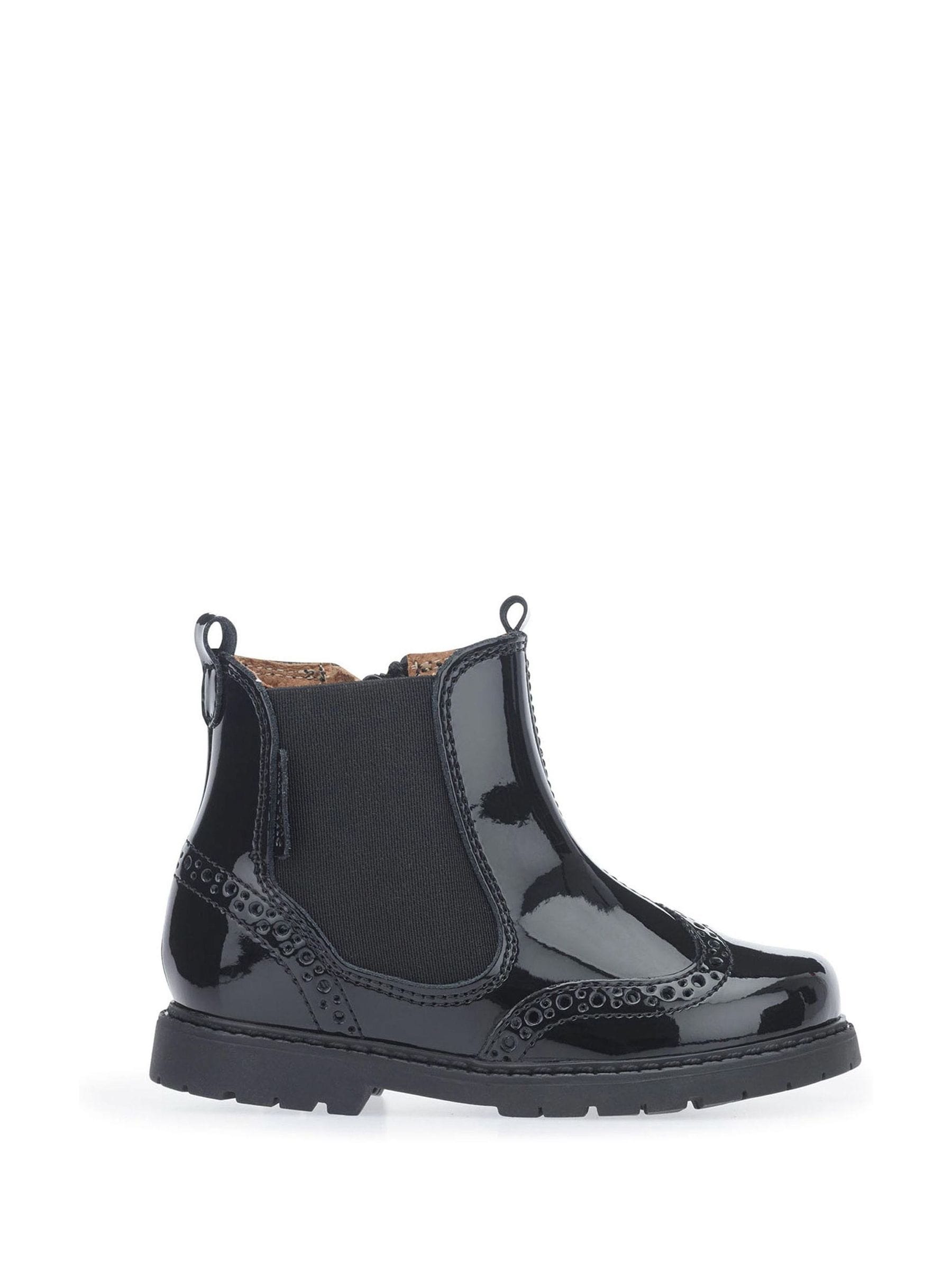 Start Rite Black Patent Leather Zip Up Chelsea Boots Standard Fit