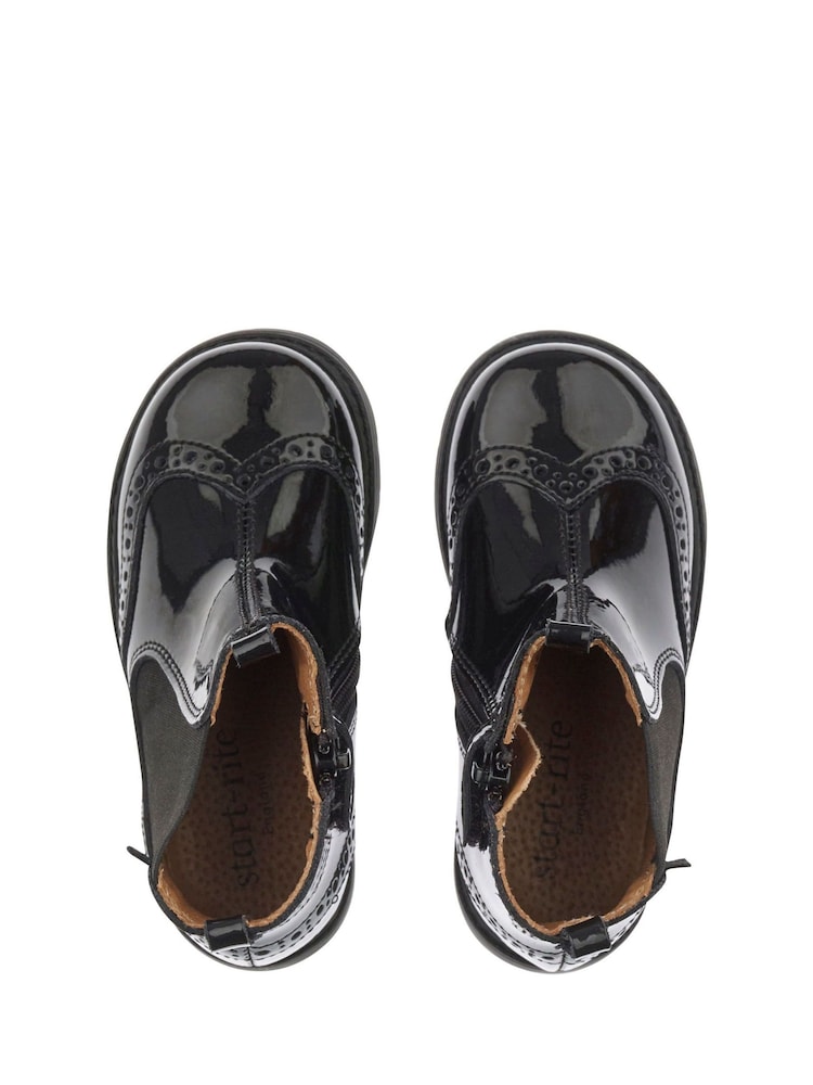 Start-Rite Black Patent Leather Zip-Up Chelsea Boots Standard Fit - Image 5 of 6