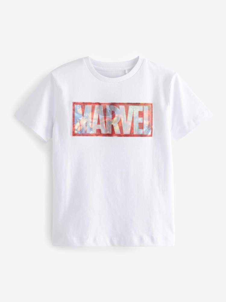 White Lenticular Marvel Avengers Short Sleeve T-Shirt (3-16yrs) - Image 1 of 3