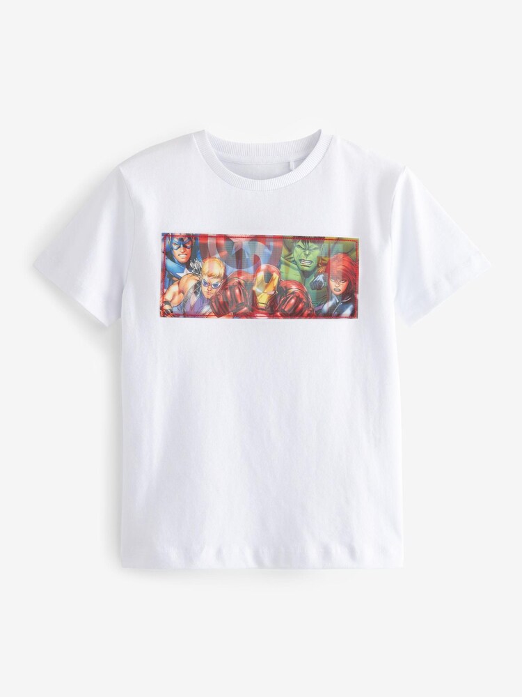 White Lenticular Marvel Avengers Short Sleeve T-Shirt (3-16yrs) - Image 2 of 3
