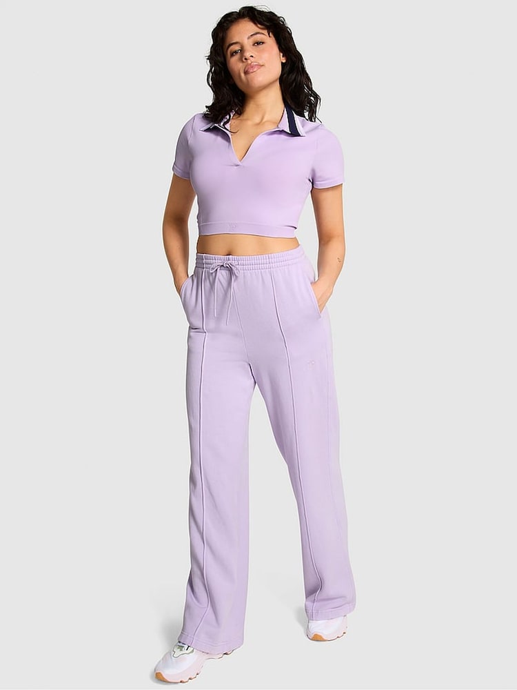 Victoria's Secret PINK Pastel Lilac Purple Wide Leg Fleece Jogger - Image 1 of 4 Victoria's Secret PINK Pastel Lilac Purple Wide Leg Fleece Jogger - Image 1 of 4