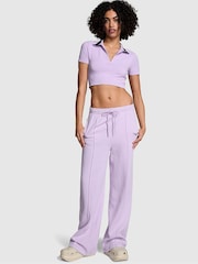 Victoria's Secret PINK Pastel Lilac Purple Wide Leg Fleece Jogger - Image 2 of 4