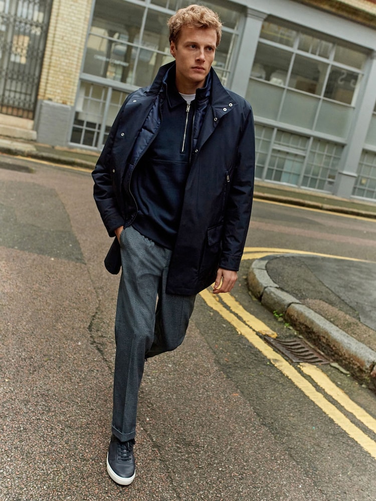 Navy Slim Smart Textured Joggers - Image 2 of 8 Navy Slim Smart Textured Joggers - Image 2 of 8