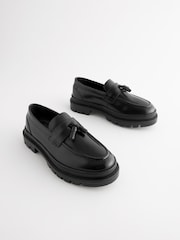 Black Leather Tassle Loafer School Shoes - Image 1 of 5