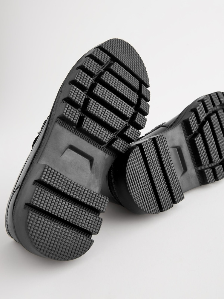Black Leather Tassle Loafer School Shoes - Image 5 of 5