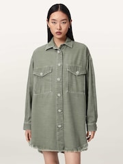 AllSaints Green Hettie Shacket Dress - Image 1 of 7