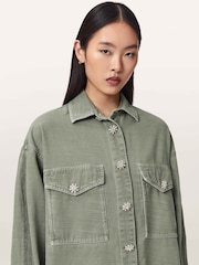 AllSaints Green Hettie Shacket Dress - Image 3 of 7