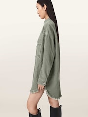 AllSaints Green Hettie Shacket Dress - Image 4 of 7