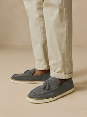 Gris - Mocasines de ante con borlas - Imagen 1 de 8