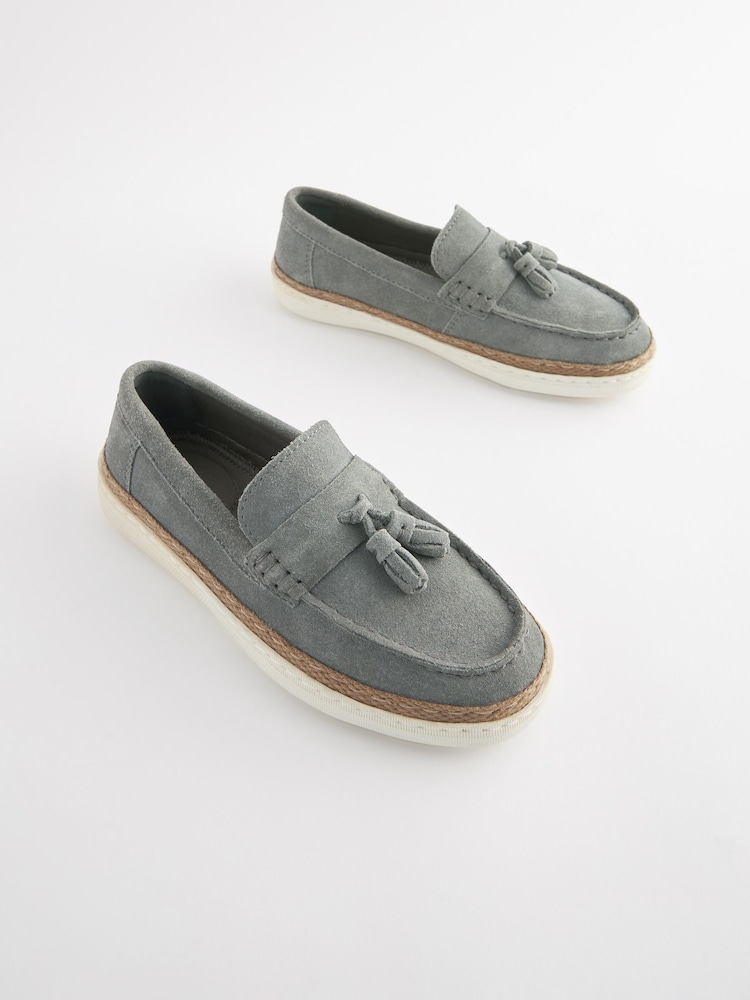 Szary - Suede Tassel Loafers - Image 4 of 8
