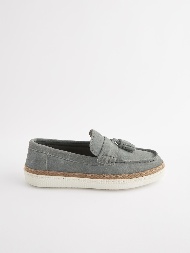 Szary - Suede Tassel Loafers - Image 5 of 8
