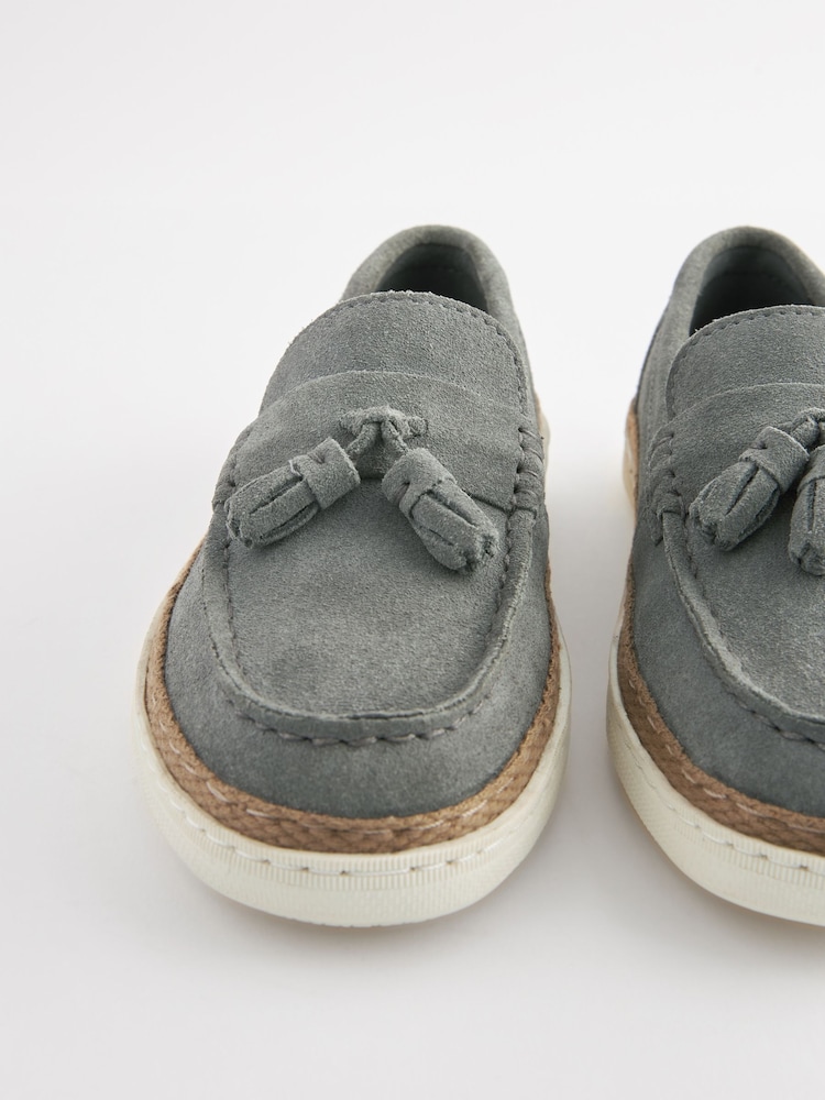 Szary - Suede Tassel Loafers - Image 7 of 8