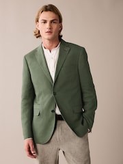 Sage Green Slim Fit Linen Blend Blazer - Image 1 of 10