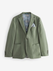 Sage Green Slim Fit Linen Blend Blazer - Image 5 of 10