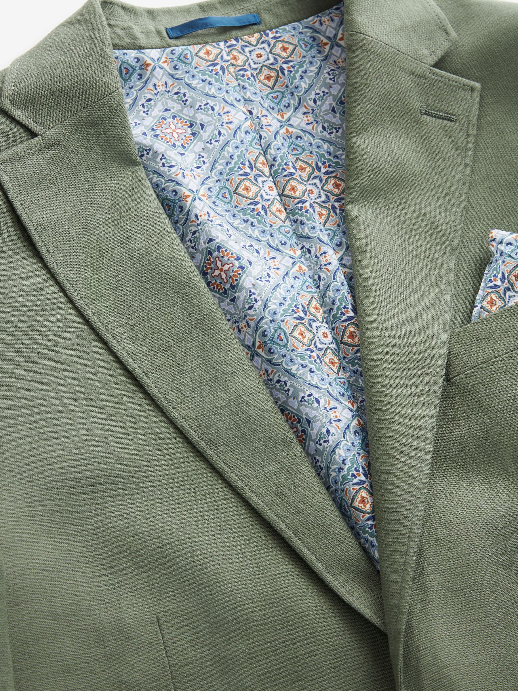 Buy Sage Green Slim Fit Linen Blend Blazer from Next Luxembourg