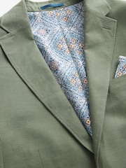 Sage Green Slim Fit Linen Blend Blazer - Image 6 of 10