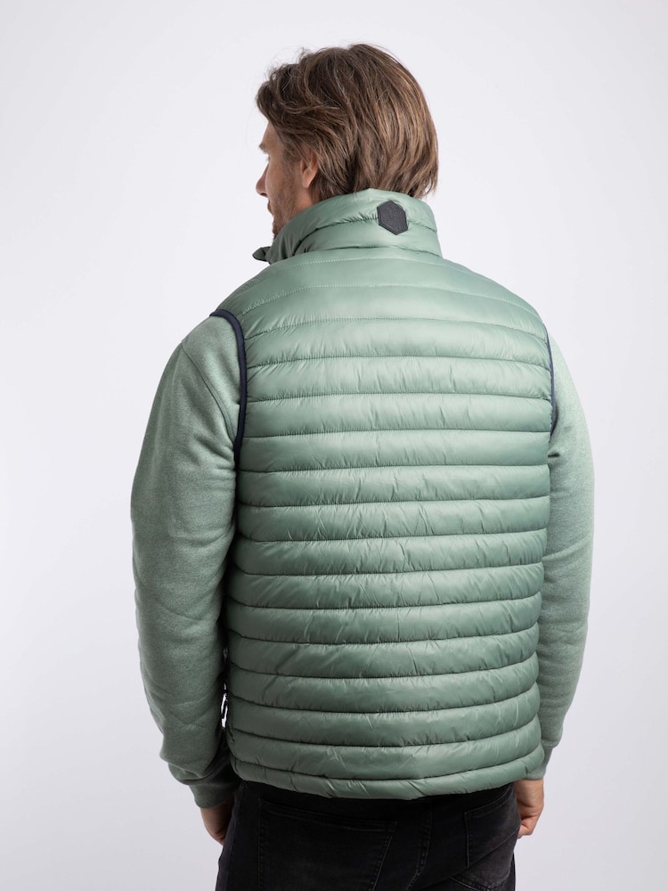 Weird Fish Green Langtree Lightweight Showerproof Padded Gilet - Image 2 of 6 Weird Fish Green Langtree Lightweight Showerproof Padded Gilet - Image 2 of 6
