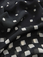Monochrome Spot Tie Neck Belted Long Sleeve Mini Dress - Image 6 of 6