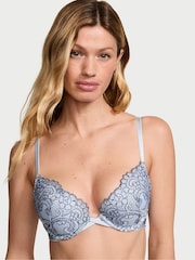 Victoria's Secret Faded Denim Blue Push Up Boho Floral Bra - Image 1 of 3