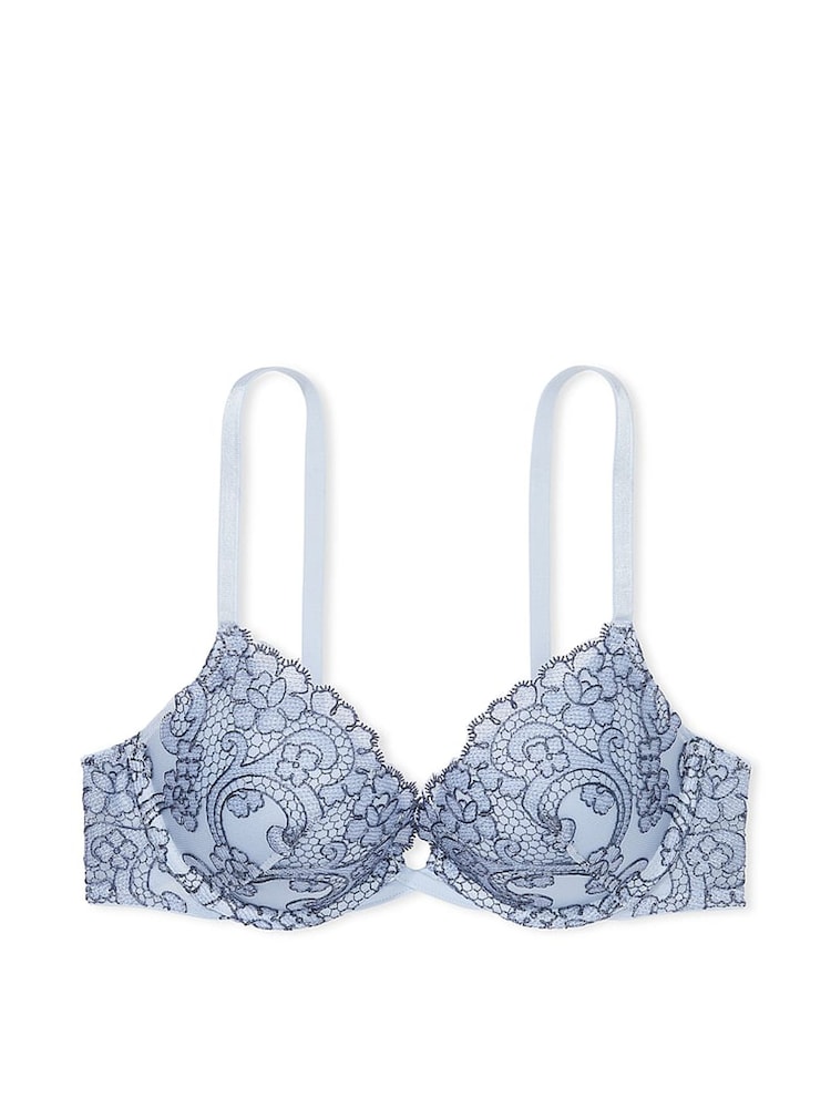 Victoria's Secret Faded Denim Blue Push Up Boho Floral Bra - Image 3 of 3