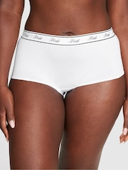 Victoria's Secret PINK Optic White Short Cotton Logo Knickers - Image 1 of 3