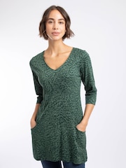 Weird Fish Green Arielle Printed Jersey 3/4 Sleeve Tunic - Image 1 of 7