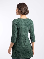 Weird Fish Green Arielle Printed Jersey 3/4 Sleeve Tunic - Image 2 of 7