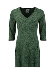Weird Fish Green Arielle Printed Jersey 3/4 Sleeve Tunic - Image 6 of 7