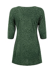 Weird Fish Green Arielle Printed Jersey 3/4 Sleeve Tunic - Image 7 of 7